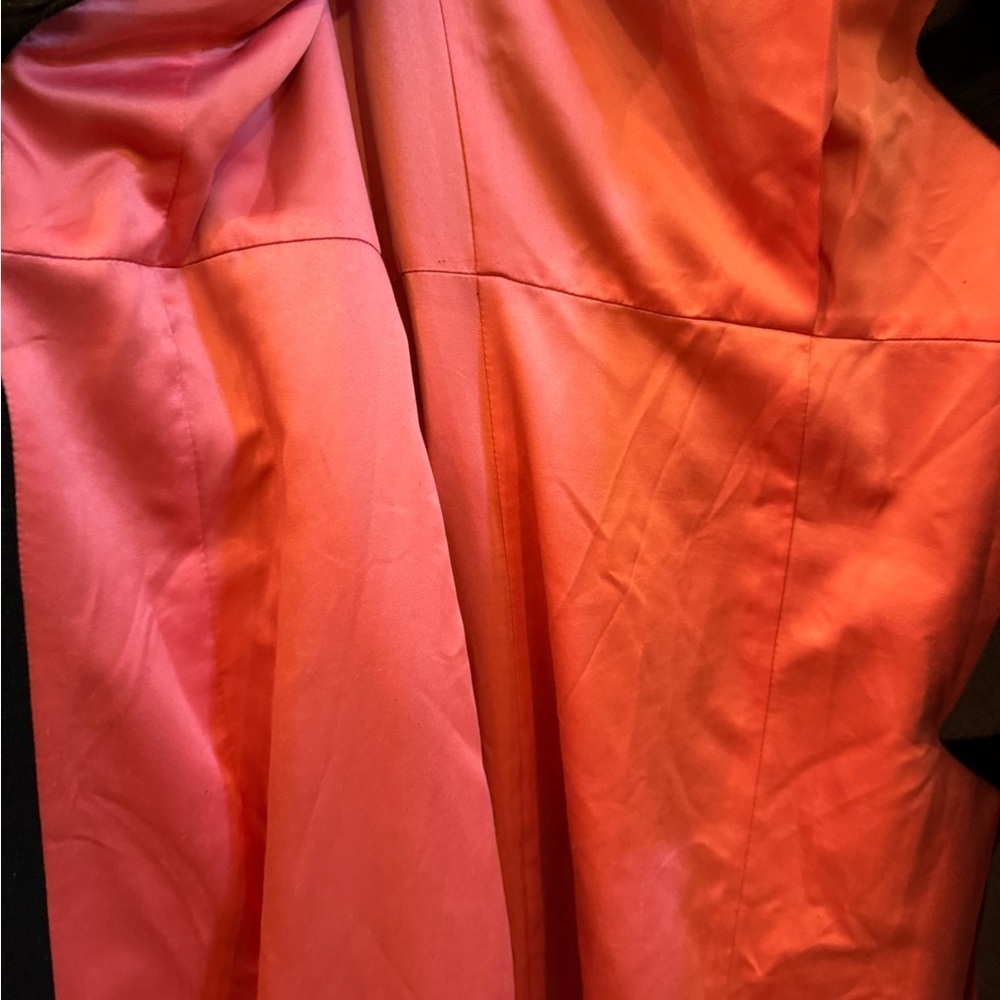 Lilly Pulitzer Ruffle Black Trench Coat with Pink Lining - Picture 5 of 16